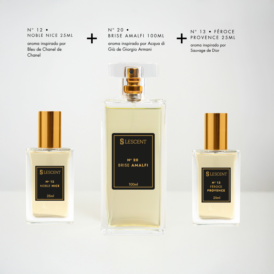 Kit Trilogia Essencial Masculina: Nº 20 | 100ml + Nº 12 + Nº 13 | 25ml