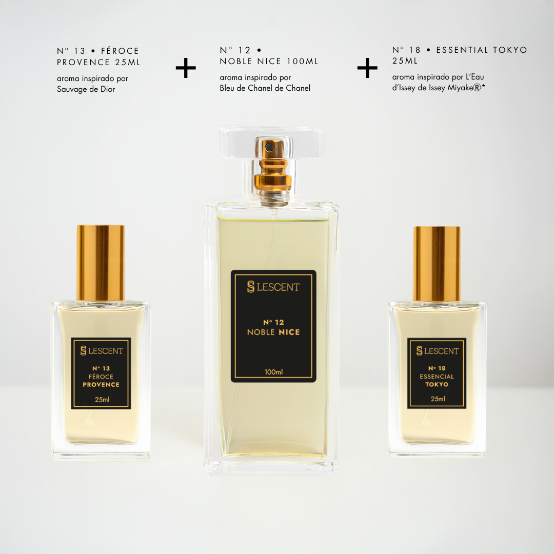 Kit Trilogia Essencial Masculina: Nº 12 | 100ML + Nº 13 + Nº 18 | 25ML