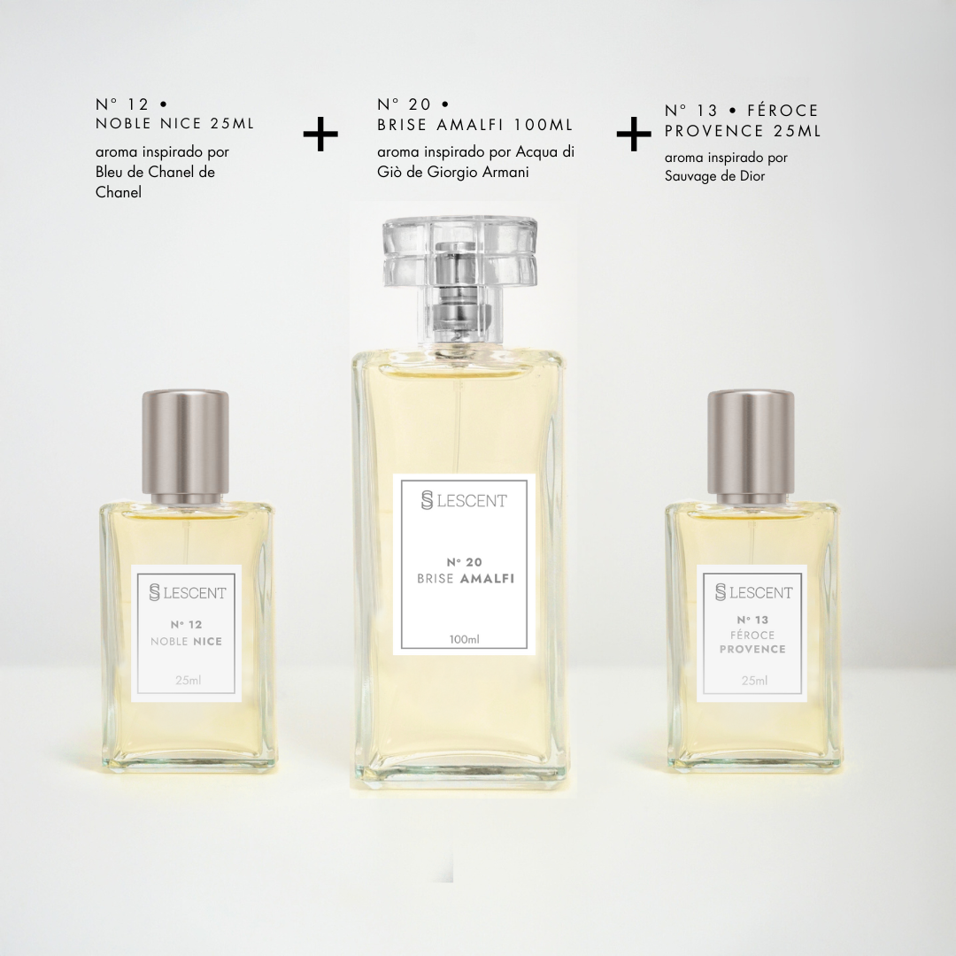 Kit Trilogia Essencial Masculina: Nº 20 | 100ml + Nº 12 + Nº 13 | 25ml