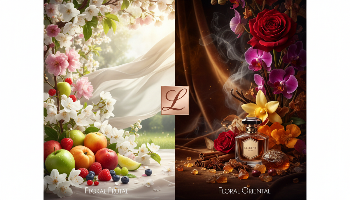 Floral frutal vs floral oriental perfume: como diferenciar
