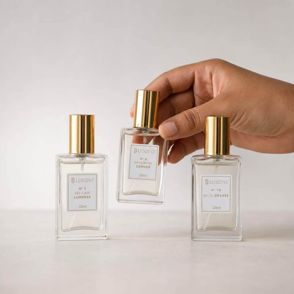 Kit Trilogia Essencial Lescent com os frascos Nº 2, Nº 6 e Nº 10 de 25ml